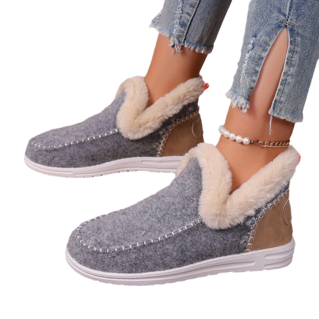Damen Gefütterte Kurzstiefel-Hausschuhe mit Faux-Fellkragen und rutschfester Gummisohle Shop Nory