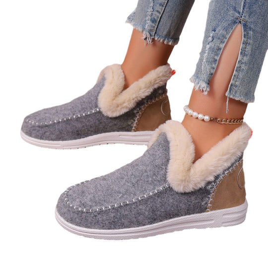 Damen Gefütterte Kurzstiefel-Hausschuhe mit Faux-Fellkragen und rutschfester Gummisohle Shop Nory