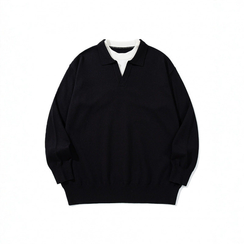 Unisex Oversize-Feinstrickpullover mit offenem Henley-Ausschnitt und kontrastiertem Innenkragen Shop Nory