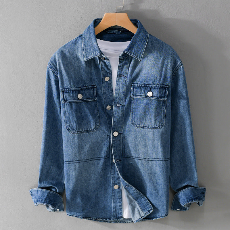 Herren Denim-Utility-Hemdjacke mit Brusttaschen und legerer Passform Shop Nory