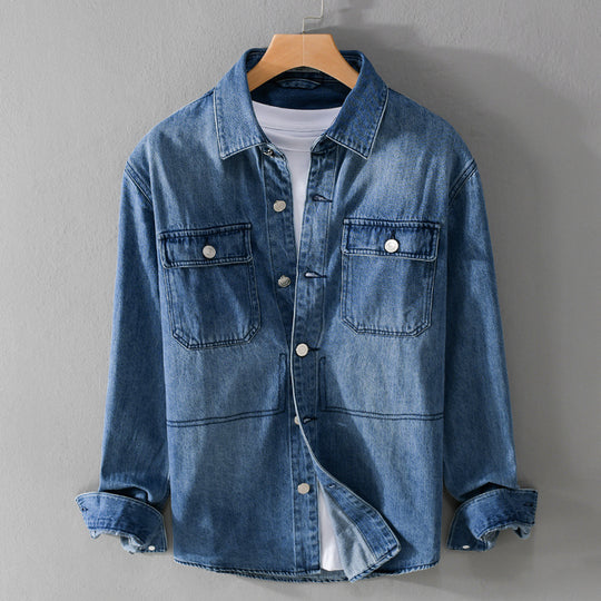 Herren Denim-Utility-Hemdjacke mit Brusttaschen und legerer Passform Shop Nory