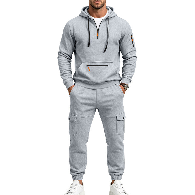 Herren Kapuzen-Sweatset mit Halbzip, Cargo-Jogger und Utility-Taschen Shop Nory