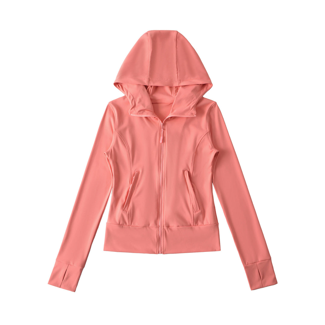 Damen Kapuzen-Sportjacke mit durchgehendem Reißverschluss, taillierter Passform und integrierten Reißverschlusstaschen Shop Nory
