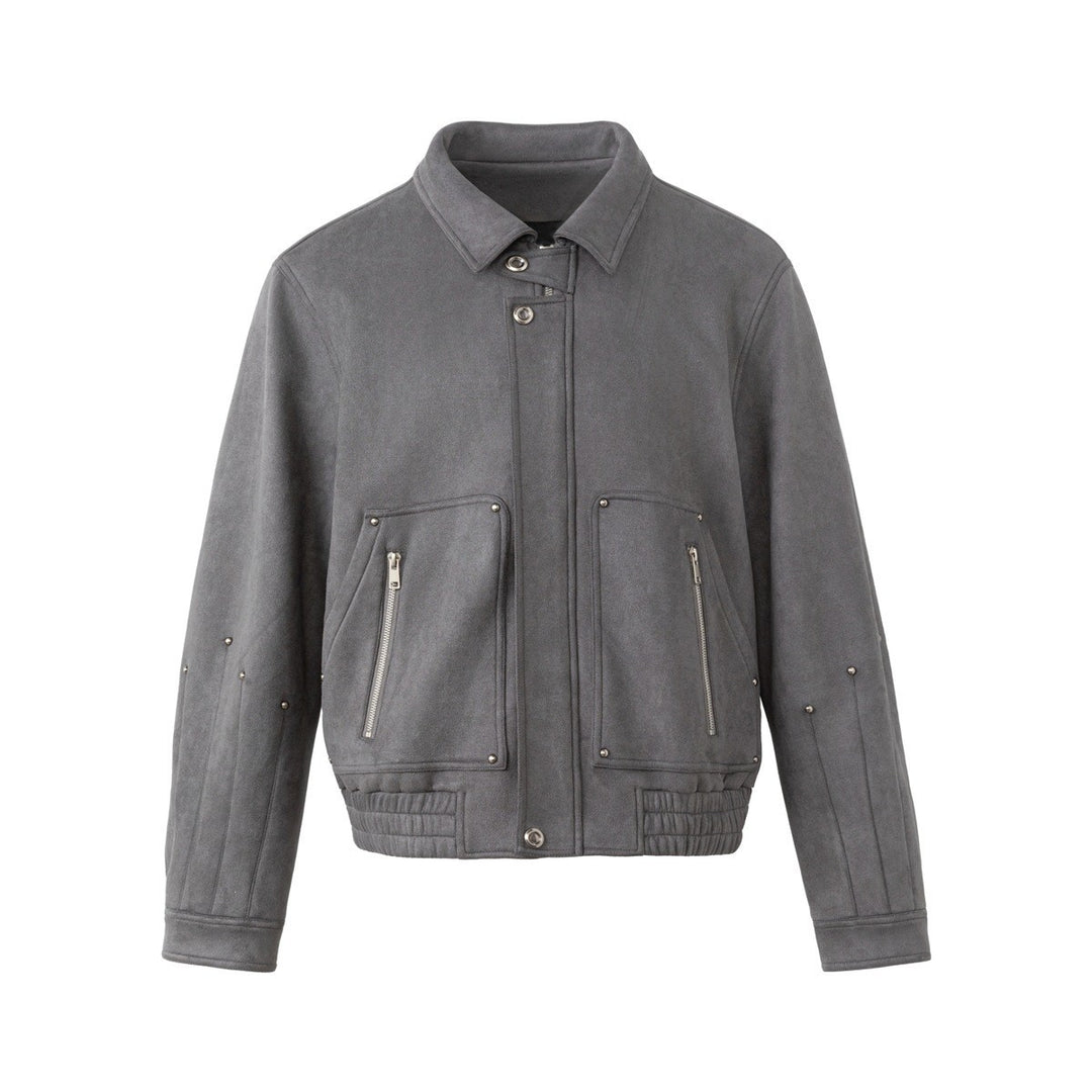 Herren Kurzblouson aus Veloursoptik mit Nietenapplikation und Reißverschlusstaschen Shop Nory