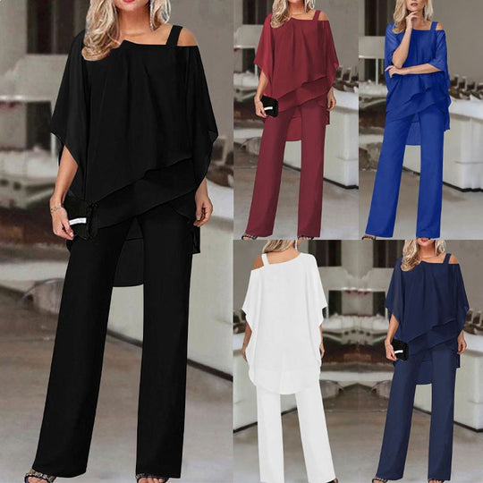 Damen Lagenbluse mit One-Shoulder-Trägern und asymmetrischem Volant-Saum Shop Nory