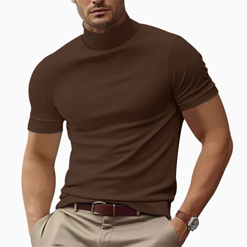 Herren Kurzarm Turtleneck T-Shirt