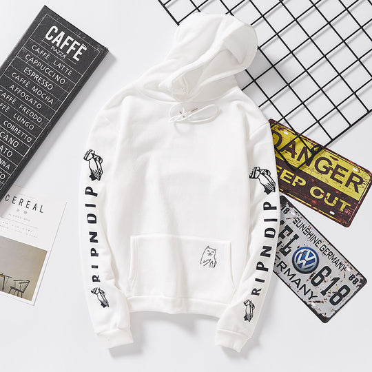 Damen Kapuzenpullover mit auffälligem Ärmelprint, Kängurutasche und relaxed Fit Shop Nory