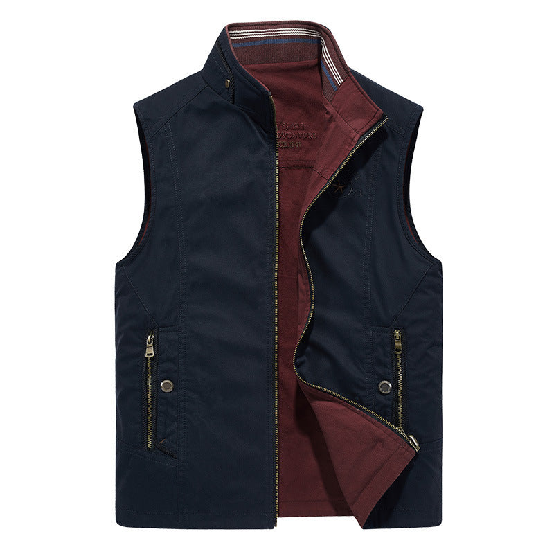 Herren Outdoor-Canvasweste mit verstärkten Taschen, Stehkragen und weichem Baumwollfutter Shop Nory