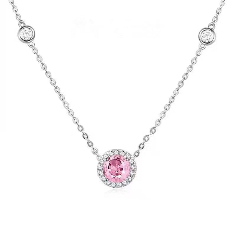 Damen Halskette mit funkelndem pinkem Stein Shop Nory