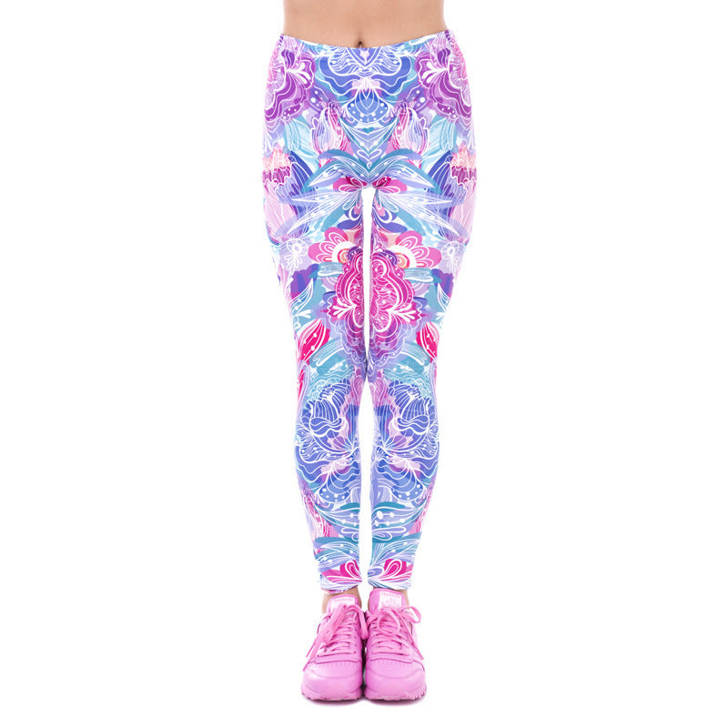 Damen Leggings mit Einhorn-Print, Verlaufsmuster und hohem Komfortbund Shopy Nory