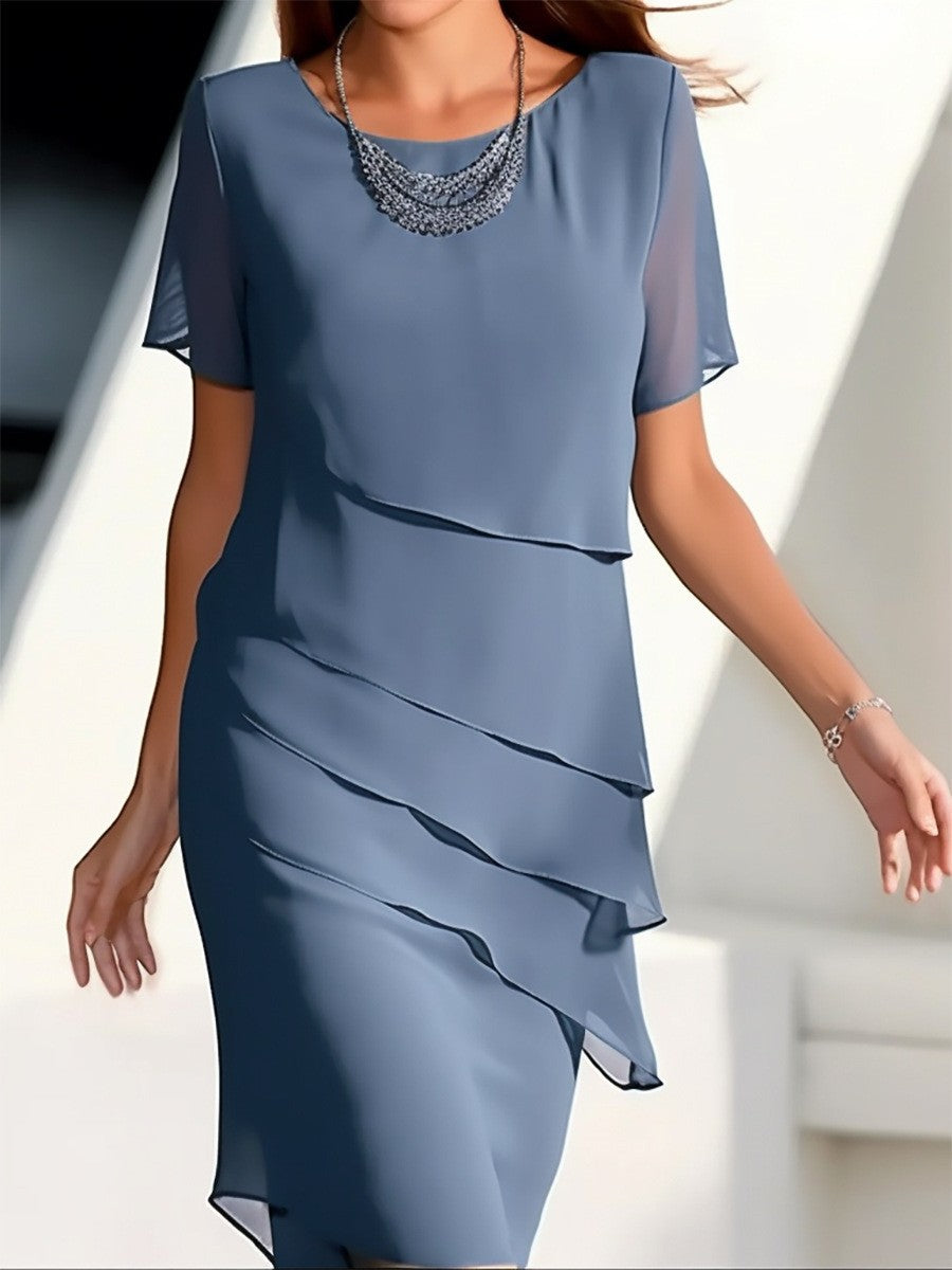 Damen elegantes Wickelkleid mit Schichten
