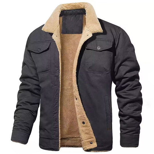 Herren robustes Canvas-Blouson mit durchgehendem Sherpa-Innenfutter und Hemdkragen Shop Nory