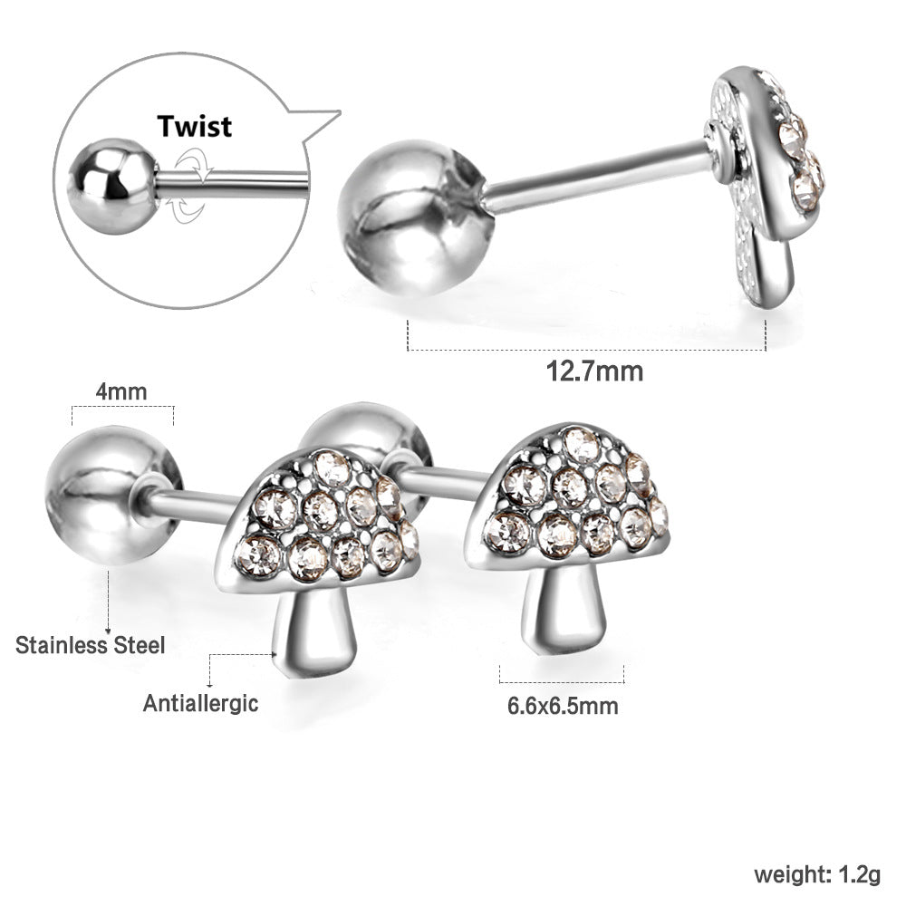 Damen Ohrstecker mit Pilz-Design und funkelnden Zirkonia Shop Nory