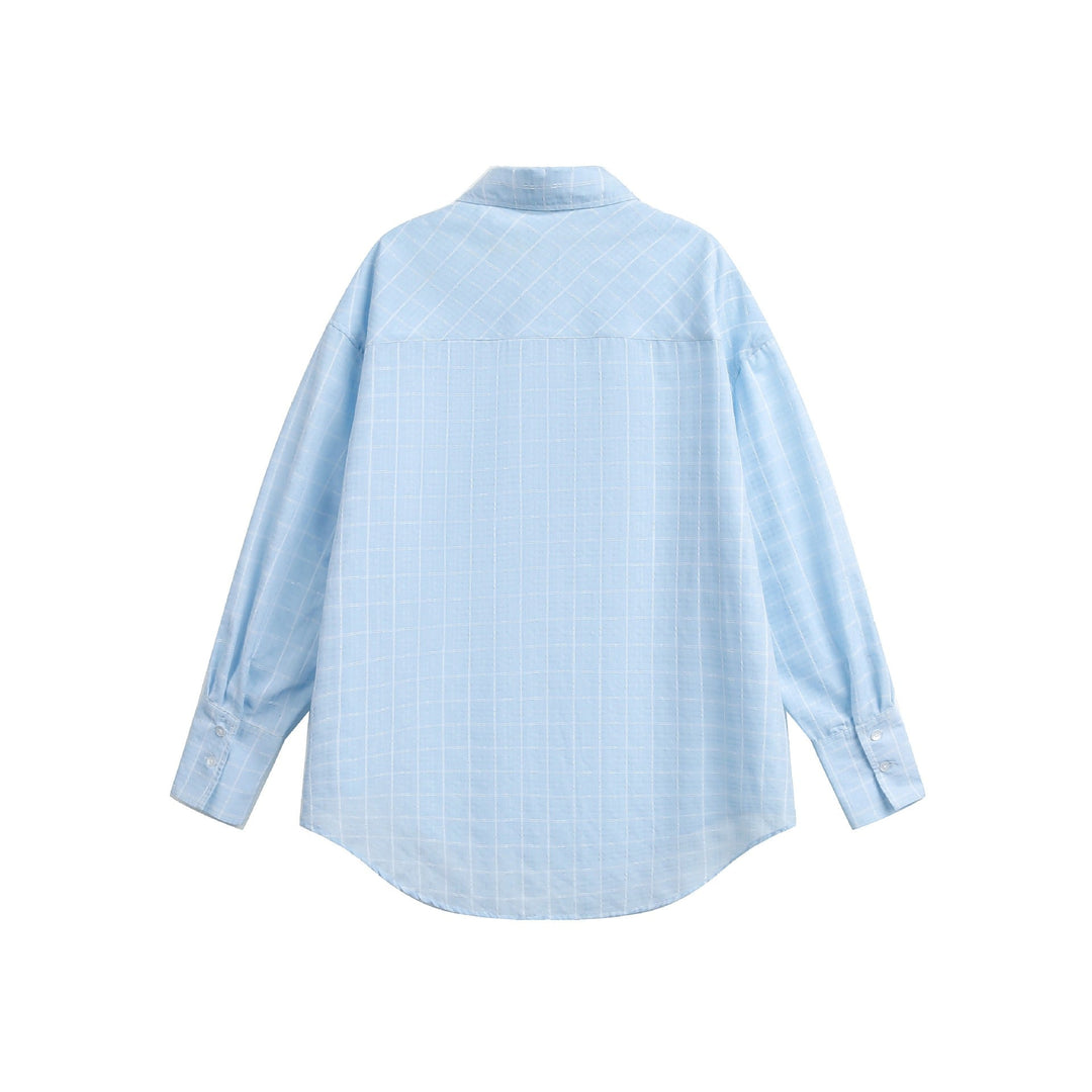 Damen Oversize-Bluse mit feinem Karomuster, Drop-Shoulder und verlängerter Rückenpartie Shop Nory
