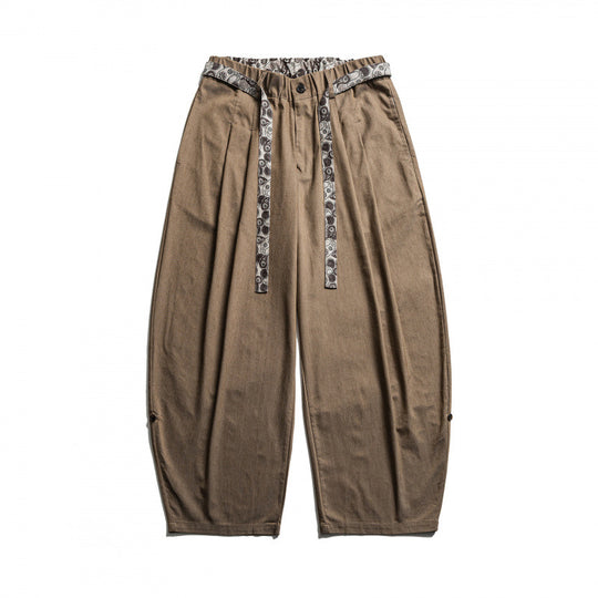 Herren Weite Highwaist Plissée-Hose mit elastischem Bund und bedrucktem Tunnelzug Shop Nory
