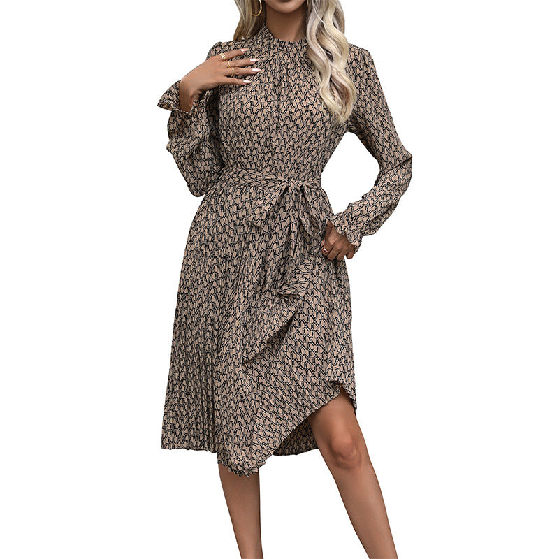Damen Midikleid mit Stehkragen, taillierter Schärpe & asymmetrischem Saum Shop Nory