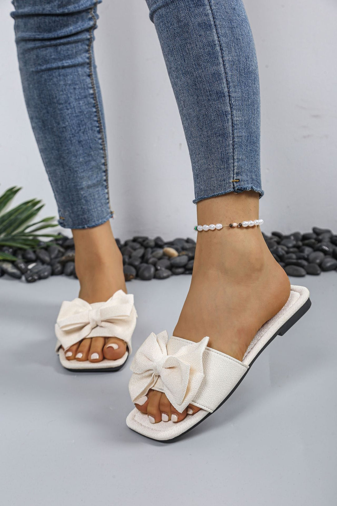 Damen Mules mit großer Schleifen-Applikation