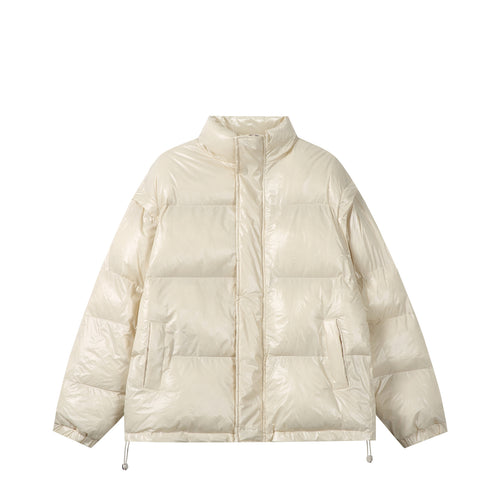 Unisex Glänzende Boxy‑Wattierte Oversize‑Pufferjacke mit hohem Stehkragen Shop Nory
