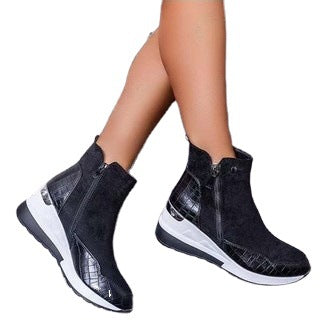 Damen Sportliche Keilabsatz-Sneaker-Stiefelette mit Kroko-Prägung und seitlichem Reißverschluss Shop Nory