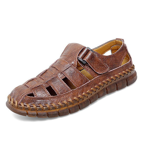 Herren Atmungsaktive Ledersandalen mit komfortablem Klettverschluss