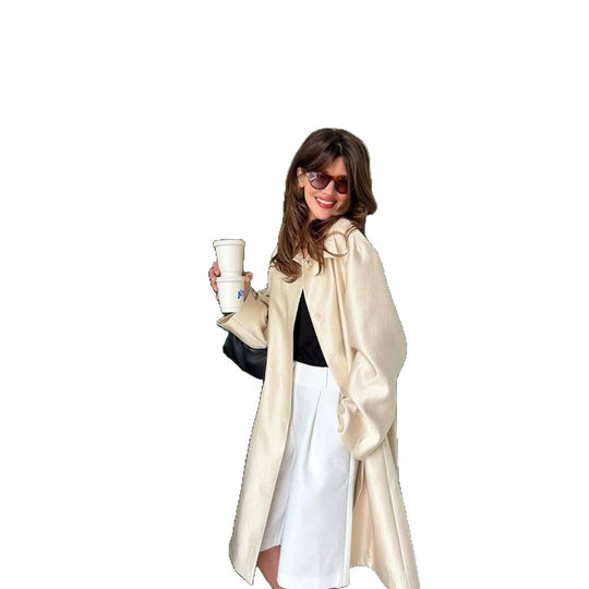 Damen Leichter Satin‑Optik Longcoat mit kastiger Oversize‑Silhouette Shop Nory