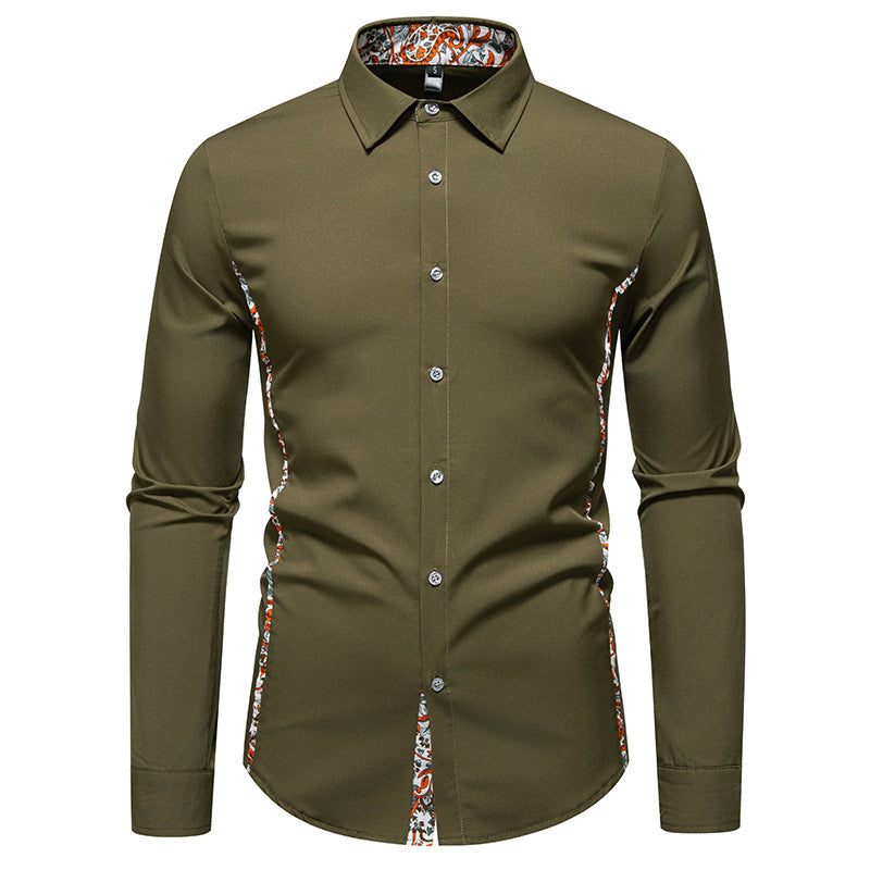 Herren Elegantes tailliertes Business-Hemd mit kontrastierter Innenblende und Paisley-Detail Shop Nory