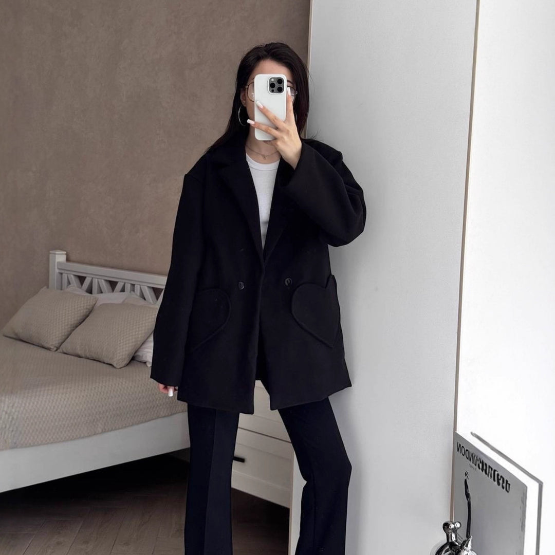 Damen Oversized Blazer-Mantel mit herzförmigen Taschen Shop Nory