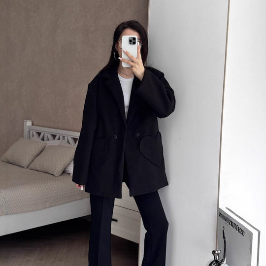 Damen Oversized Blazer-Mantel mit herzförmigen Taschen Shop Nory