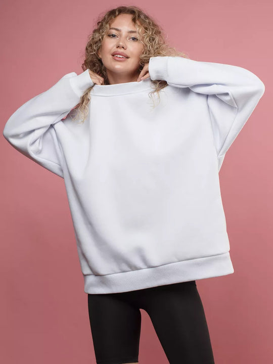 Damen oversized Sweatshirt mit Rundhalsausschnitt, French-Terry Innenfutter und überschnittener Schulter Shop Nory