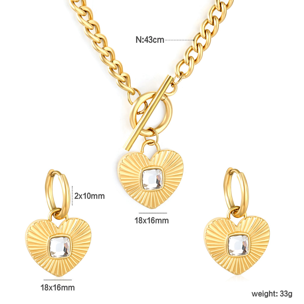 Damen Schmuckset mit herzförmigem Anhänger aus hochwertigem Edelstahl und funkelnden Kristallen Shop Nory