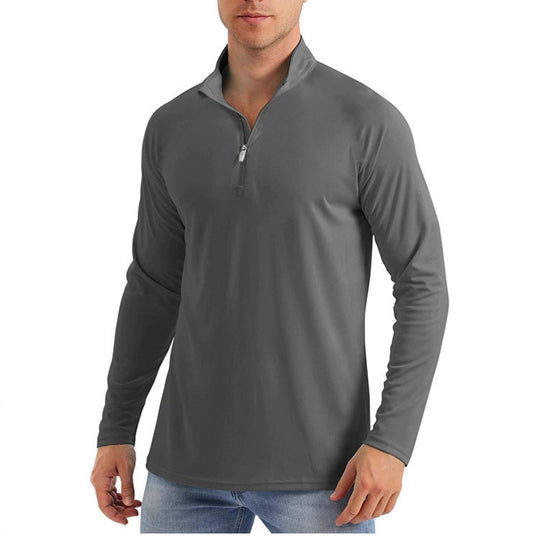 Herren Sportlicher Langarm-Hoodie mit halbem Reißverschluss