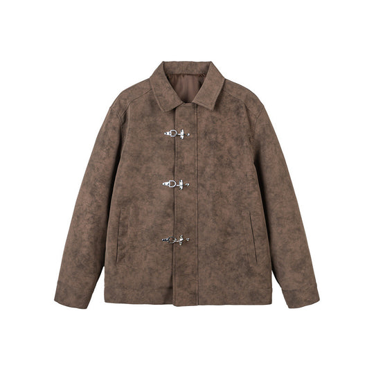 Herren Kurzjacke aus Velourslederimitat mit Metall-Knebelverschlüssen Shop Nory