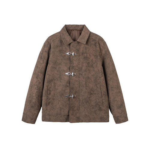 Herren Kurzjacke aus Velourslederimitat mit Metall-Knebelverschlüssen Shop Nory