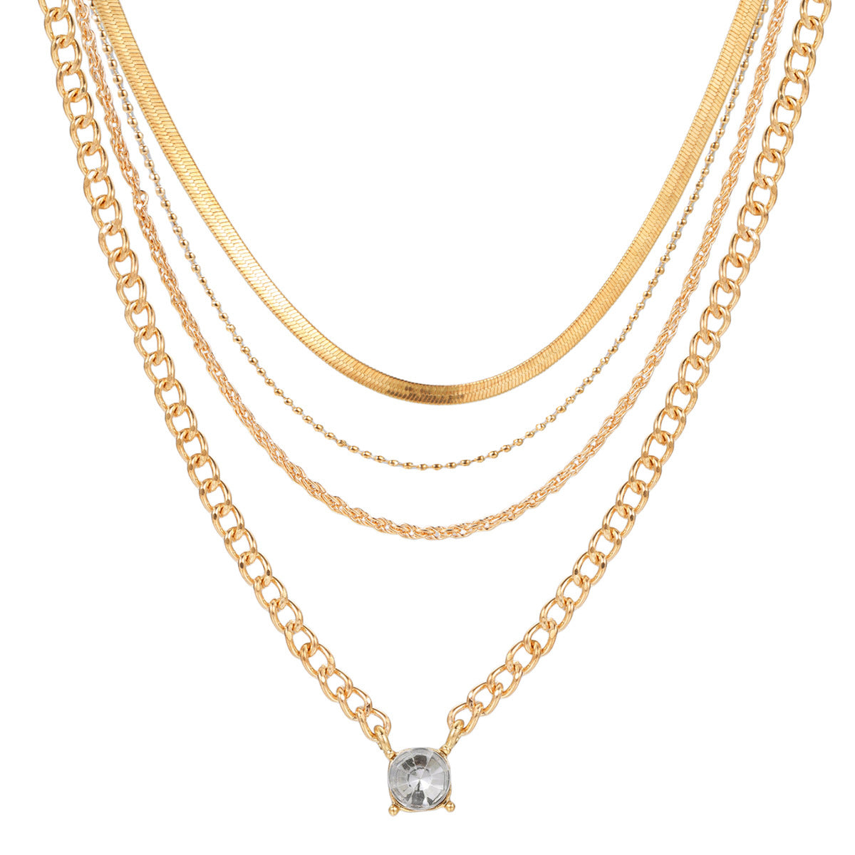 Damen mehrlagige Halskette mit funkelndem Anhänger und elegantem Kettendesign Shop Nory