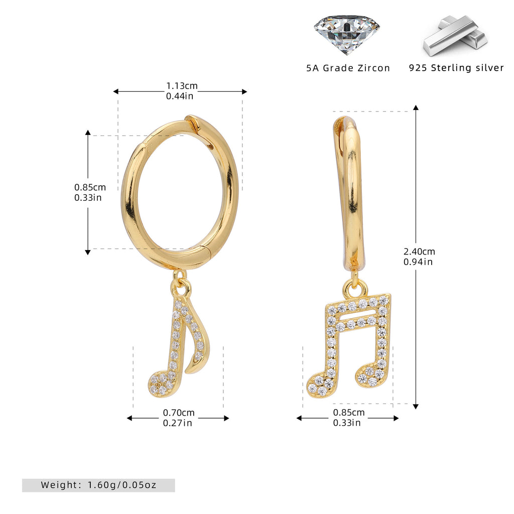 Damen Ohrhänger mit musikalischem Notenmotiv aus 925 Sterling Silber Shop Nory