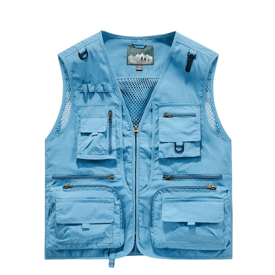 Herren Multifunktionale Cargo-Utility-Weste mit zahlreichen Reißverschlussfächern und D-Ringen Shop Nory