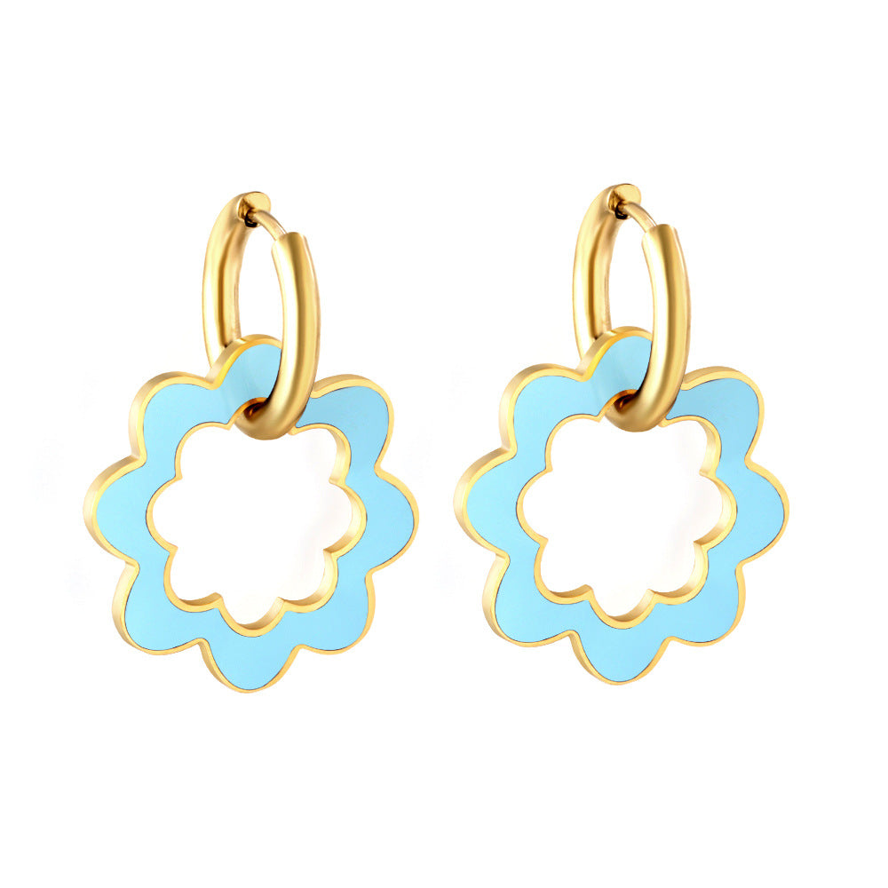 Damen Hängende Ohrringe im floralen Design mit goldfarbener Umrandung Shop Nory