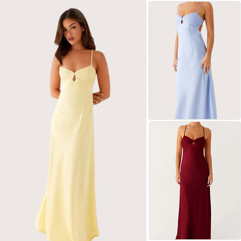 Damen Abendkleid mit verführerischem Spaghettiträger-Design und elegantem Schlitz