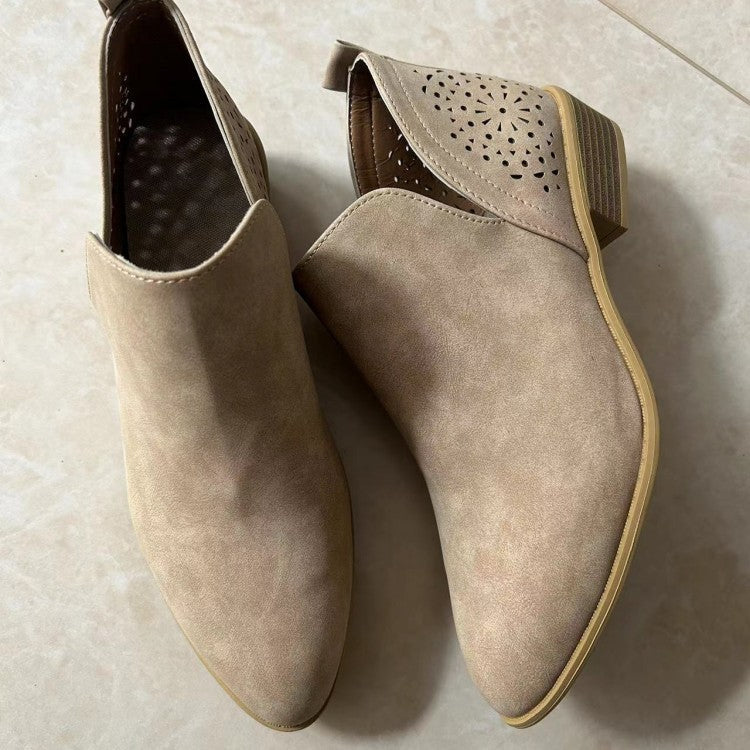 Damen Elegante Ankle Boots mit luftiger Lochmuster-Optik