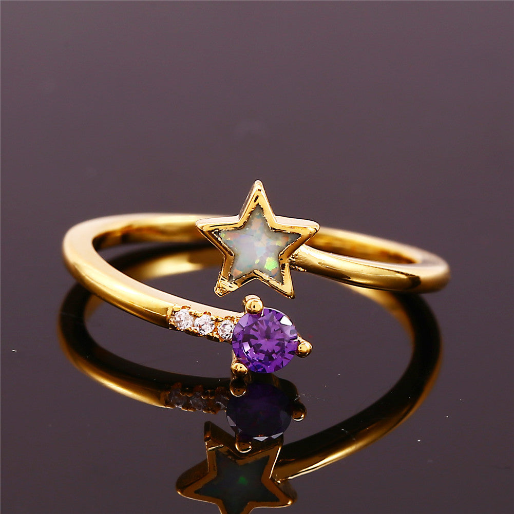 Damen Ring mit funkelndem Stern- und Amethystdesign Shop Nory