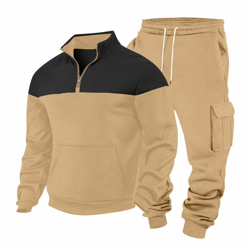 Herren Freizeit-Trainingsanzug mit Steppkragen und Cargo-Jogger Shop Nory