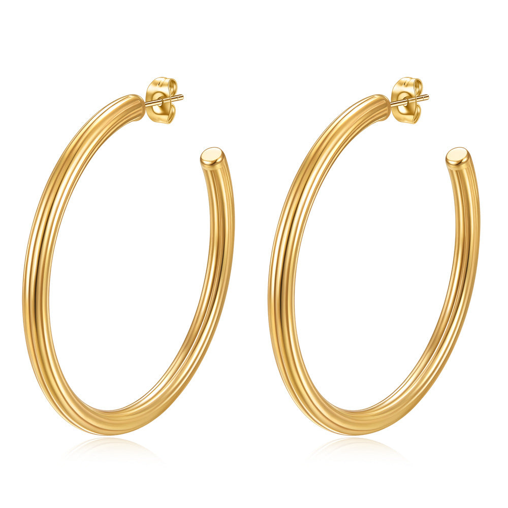 Damen Creolen mit elegantem, geripptem Design Shop Nory