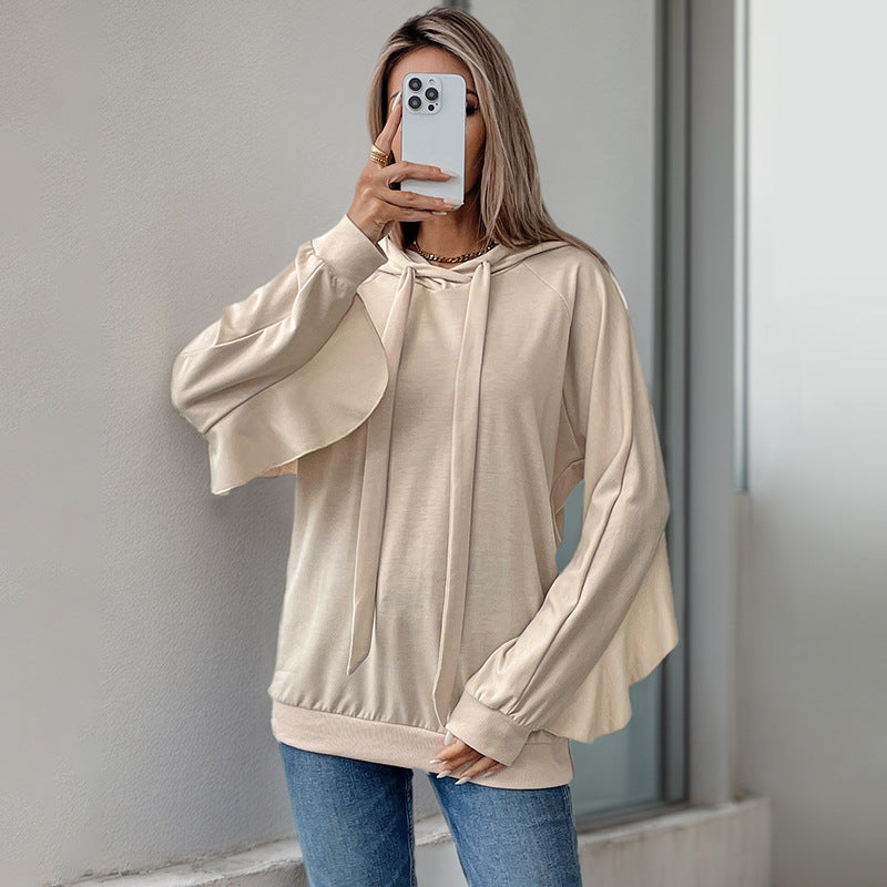 Damen Lässiger Oversize-Hoodie mit Kapuze, langen Kordelbändern und Raglanärmeln Shop Nory