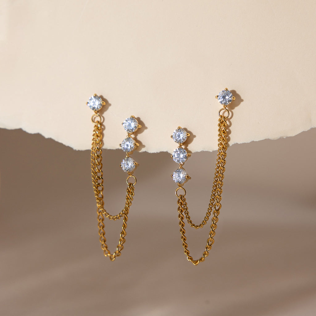 Damen Ohrhänger mit Perlenschmuck und elegantem Kettendesign Shop Nory