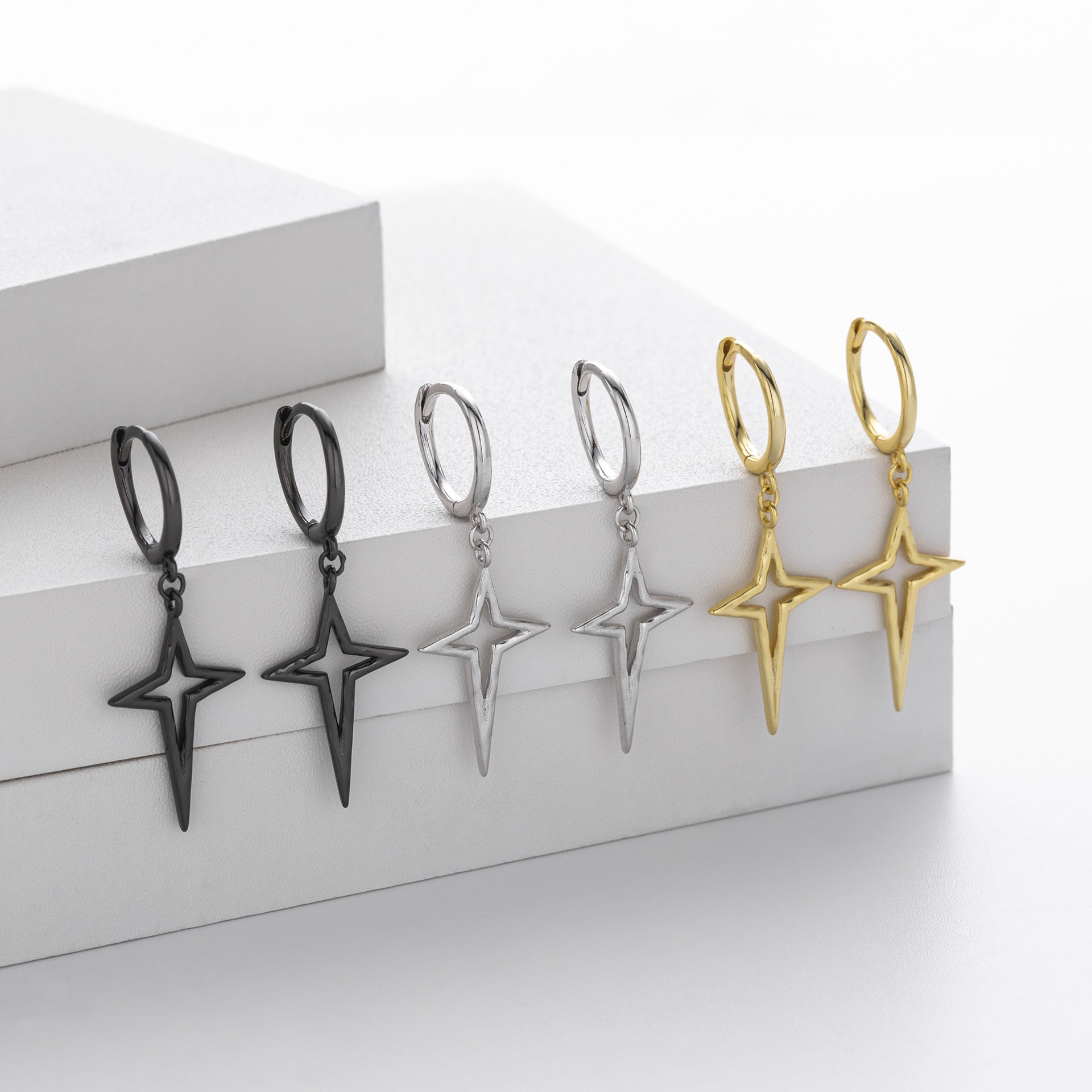 Damen Ohrringe mit modernem Sternendesign aus 925 Sterling Silber Shop Nory