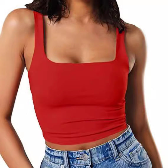 Damen Crop-Top mit quadratischem Ausschnitt und schmalem Schnitt