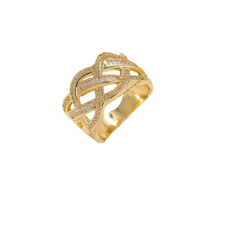 Damen eleganter und kunstvoll gestalteter Ring mit funkelnden Zirkoniasteinen Shop Nory