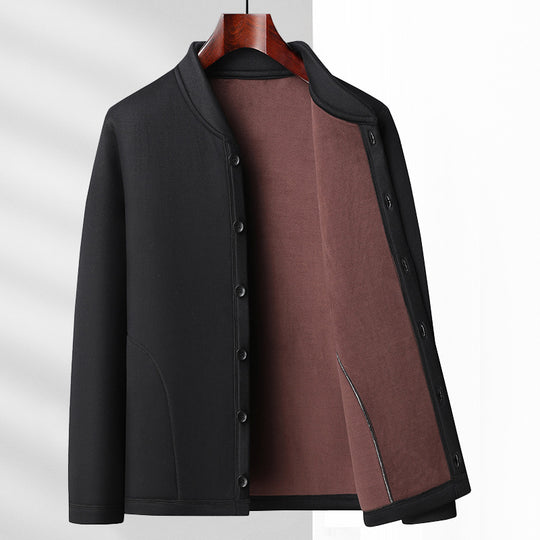 Herren Casual-Stehkragenjacke mit weicher Fleece-Innenseite und verdeckten Nahttaschen Shop Nory