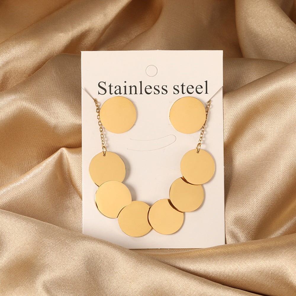 Damen Schmuckset mit goldplattierter Halskette und runden Ohrringen Shop Nory