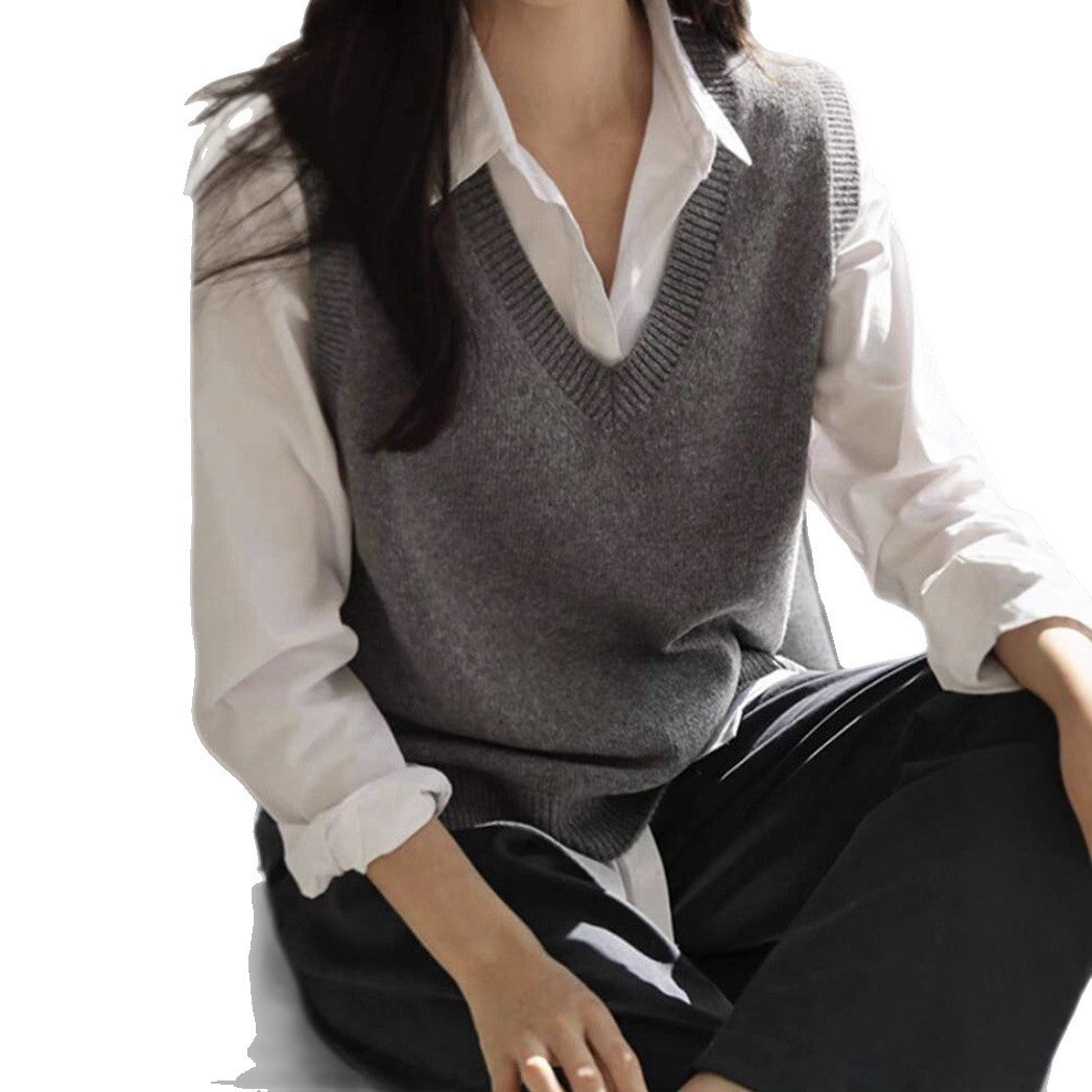 Damen Feinstrick-V-Ausschnitt Pullunder aus weichem Wollmix Shop Nory